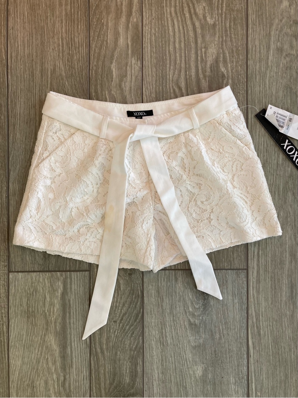 XOXO White Lace Tie-Front Shorts NWT